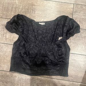 satin black crop top from free people